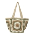 thumbnail image 4 of Bolso de playa con cordón de papel de crochet, informal, de un solo hombro, para viajes y uso diario. Verde, 4 of 9