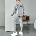 thumbnail image 4 of TrendVibe365 Womens Lounge Sets 2 Piece Outfits Soft Solid Color Ribbed Knit Crewneck Long Sleeve Shirts and Long Pants Basic Travel Pajamas Lounge Set Loungewear Summer Outfits, 4 of 9