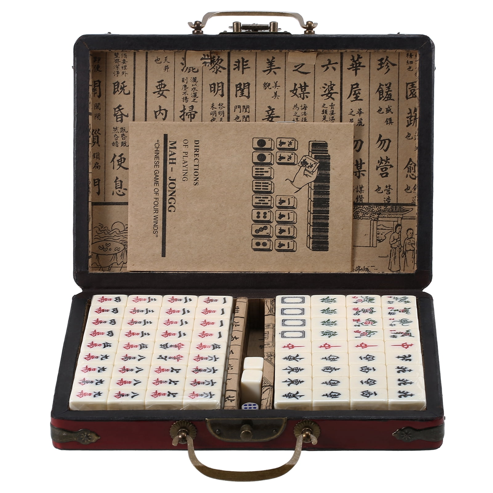 Mini Mahjong 24 Mm Portable – Jeu De Société Chinois 144 Tuiles Avec Dés, Parfait Pour La Maison Ou Les Voyages