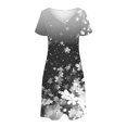 thumbnail image 5 of GaThRRgYP Linen Blend Short Sleeve Crew Neck Dress-Boho Beach Style,Women's Fashion Summer Print Short-sleeved V-neck Casual Dress Gray S, 5 of 8