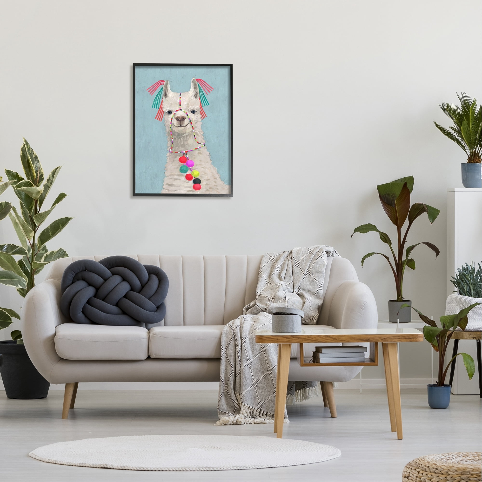 Stupell Industries Llama Adorned in Tassels and Pom Poms Painting Framed Wall Art by Victoria Borges
