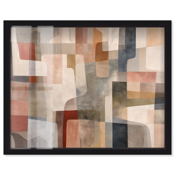 Liminal Shapes II Shadowbox Print Midcentury Art by Art Remedy, Black Frame, 20 x 16