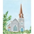 thumbnail image 2 of Moore, Regina 12x14 Black Ornate Wood Framed with Double Matting Museum Art Print Titled - Countryside Church I, 2 of 4