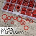 thumbnail image 5 of Kit surtido de arandelas de fibra de 600 Uds., Kit de arandelas planas de fibra de papel de acero rojo de 12 tamaños, surtidor de sello de anillo plano, 5 of 5