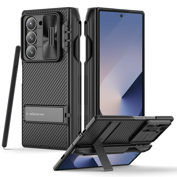 Nillkin for Samsung Galaxy Z Fold 6 Case with S Pen Holder & Hinge Protection [Kickstand] [Slide Camera Cover] CamShield Pro Slim Protective Case for Galaxy Z Fold 6