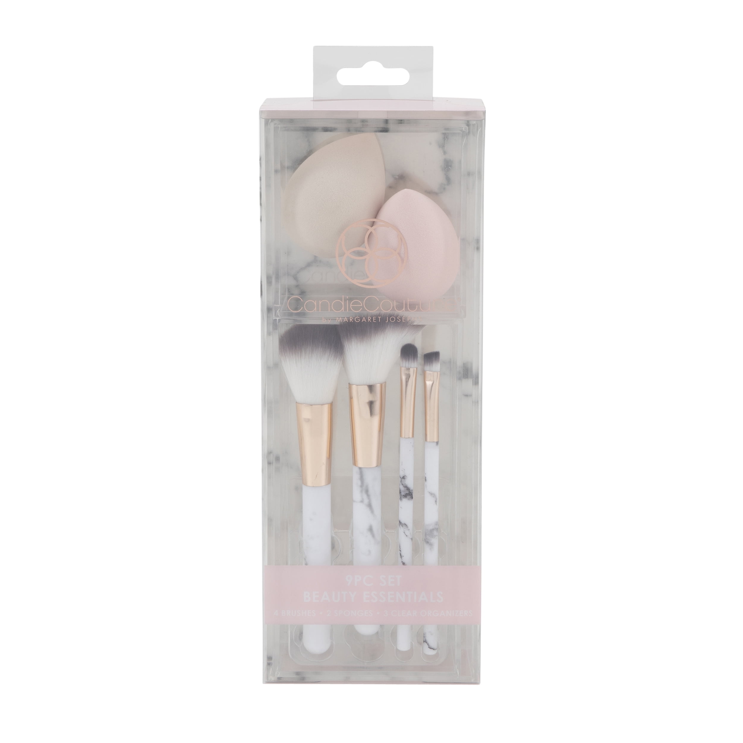 Candie Couture 9 Pc Set - 4 White Brushes, 2 Pink Sponges, 3 Piece