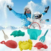 Sytle-Carry Baby Outdoor Play Set Toy-7 Pcs Snow Toys for Kids Beach Play Sand Toy Elephant Bucket Shovel Rake Animal Mold for Boys Girls Age 3 