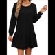 thumbnail image 1 of Vestido Tipo Sudadera de Larga para Mujer, de Otoño, con Cuello Redondo, de Punto Acanalado y Patchwork, Minivestidos Informales. Negro S, 1 of 7