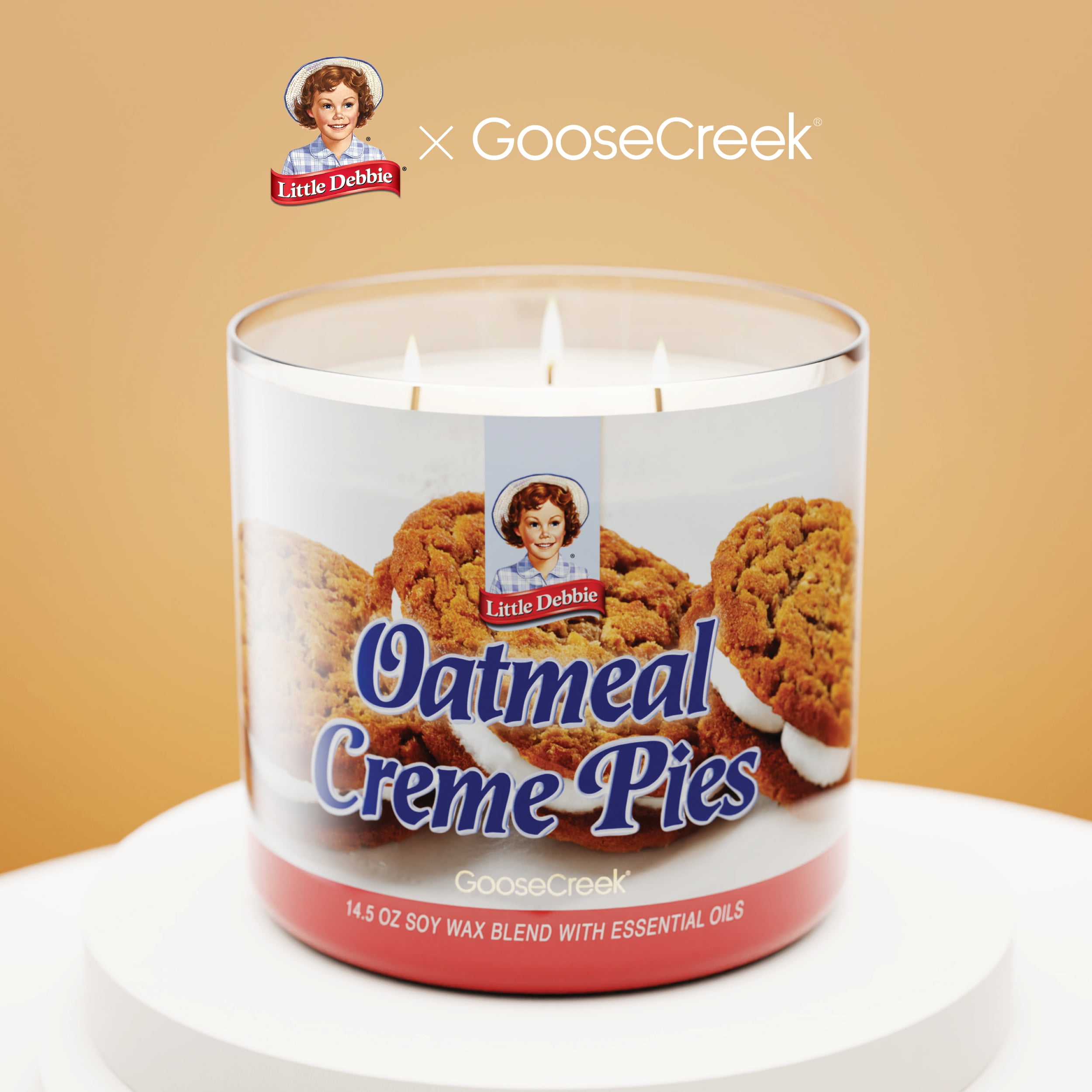 (2 pack) Goose Creek 3-Wick Little Debbie Oatmeal Cream Pies Scented Jar Candle, 14.5oz.