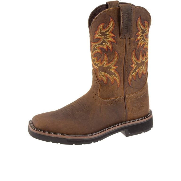 Justin Men's Stampede Driller Tan Soft Square Toe Work Boots