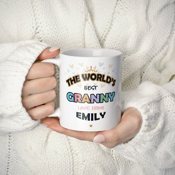 Personalised Name Gift Mug For Nanny From Grandchilds For Mothers Day, Grandma Birthday Coffee Mug Gift