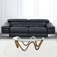 thumbnail image 2 of 45" Walnut And Clear Glass Abstract Wood Round Coffee Table, 2 of 3