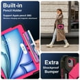 thumbnail image 5 of Case for iPad Air 11 Inch 2024 M2 (Air 6th Generation) A2902/A2903/A2904, Rugged Shockproof Case with Crossbody Strap & Pencil Holder [360° Rotating Hand Strap] & Stand, Black+Rose, 5 of 9