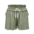 thumbnail image 3 of Summer Clearance 2025! Womens Plus Size Pants,Women Solid Color Wrinkle Elastic Drawstring Waist Shorts Pocket Drawstring Casual Shorts, 3 of 4