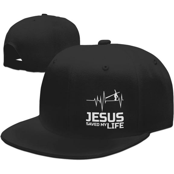 Christian Jesus Saved My Life Hats for Men Women Flat Bill Brim Dad Hats Adjustable Black Fashion Baseball Cap