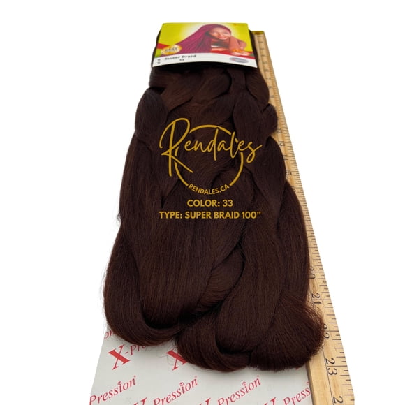 X-Pression Super Braid, Braiding Hair Extensions African Kinky, 100" Uncut Synthetic Fiber for Variety of Lengths, 100% Kanekalon, Soft & Shiny, Ready for Hot Water Use, 330g