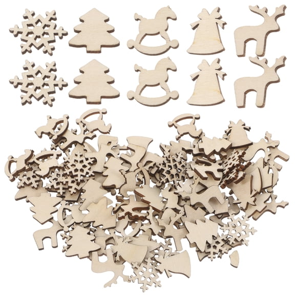 UPOUART 100 Pieces Wood Craft Ornaments, Paintable Decorations, Khaki Color, 2.5 x 2 cm, Ideal for Art Projects and Crafting