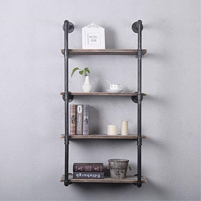 Gwh Industrial Pipe Shelving Wall Mounted 24in Rustic Metal