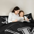 thumbnail image 4 of Homewish Kids Teens Ice Hockey Bedding Comforter Set 7 Pieces for Boys Girls, Black Gray Monogrammed Full Bedding Set, Sports Theme Fitted Sheet Flat Sheet, Lightweight Room Decorative, 4 of 8