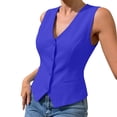 thumbnail image 5 of Vest Sleeveless V Neck Button Front Solid for Women Sunny Weekend Seasonal Favorite Casual Dressing Daily Commute Everyday Outfit Season Shift Summer Outfits, 5 of 6