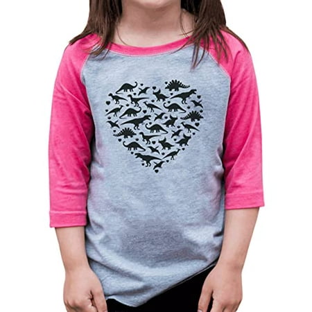 

7 ate 9 Apparel Kids Dinosaur Heart Shirt - Dino Lover Gift Pink Shirt 18 Months