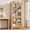 Natural wood, variant on Kitchen Pantry Cabinet - 70" Tall Storage Cabinet with 4 Arched Glass Doors and Adjustable Shelves, MDF Cupboard Food Organizer for Kitchen, Dining, Living Room, Bathroom