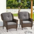 thumbnail image 2 of PARKWELL Outdoor Patio Wicker Chairs Set of 2,Weather Resistant Rattan Lounge Armchairs with Deep Seat Anti-Slip Cushion,Gray, 2 of 10