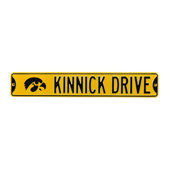 Yellow Iowa Hawkeyes 6" x 36" College Ave Embossed Team Street Sign