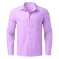 thumbnail image 3 of Bcfgryg Male Summer Solid Casual Plus Size Loose Shirt Mens Turn Down Collar Long Sleeve Shirt Stretch Comfort Men's Shirts, 3 of 4