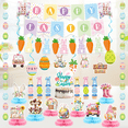 thumbnail image 3 of Easter Party Decorations Combo Set with Bunny Carrot Banner, Hanging Swirls, Table Decor, 3 of 17