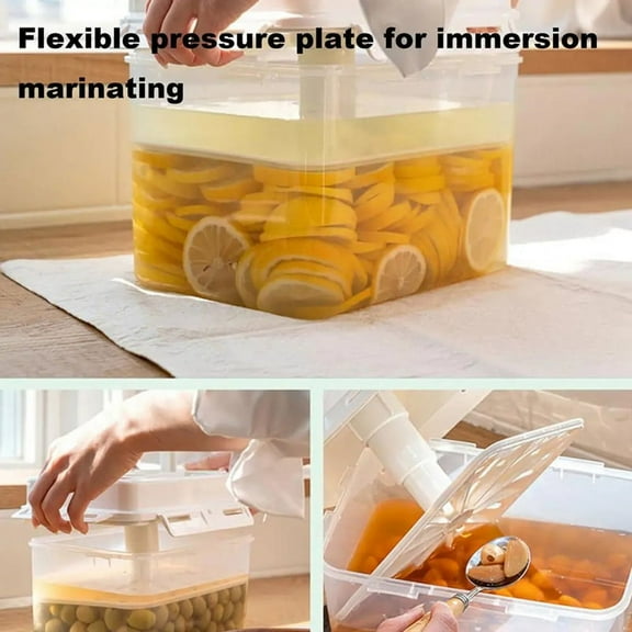 Pickle Container Rectangle Food Fermentation Storage Box for Home Kitchen Jar Airtight Pickle Press Keeper with Handle A