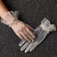thumbnail image 3 of Dalrosia Women's Ruffled Tulle Mesh Gloves Wedding Party Gloves Short Prom Evening Gloves, 3 of 3
