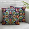thumbnail image 3 of Orinice Decorative Bohemian Pillow Covers , Colorful Paisley Tribal Pattern Decor Flower Throw Pillow Covers Linen Cushion Case for Living Room Couch Sofa Patio Outdoor Home Decor White, 3 of 5