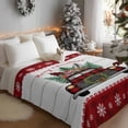 thumbnail image 3 of Christmas Truck Flannel Blanket for Bed,Travel and Camping, Xmas Car Pine Tree Snow Grey Wood Red Plaid Super Soft Cozy Blanket for All Seasons 40"x60", 3 of 9