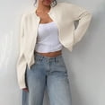 thumbnail image 6 of Women's button-down long-sleeved round neck cropped cardigan sweater cute knitted clothing, 6 of 9