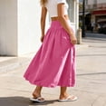 thumbnail image 4 of YSUEJPF Women's Bubble Midi Skirt Elastic Waist Puffy Hem Skirt Solid Casual Beach Skirts, 4 of 6