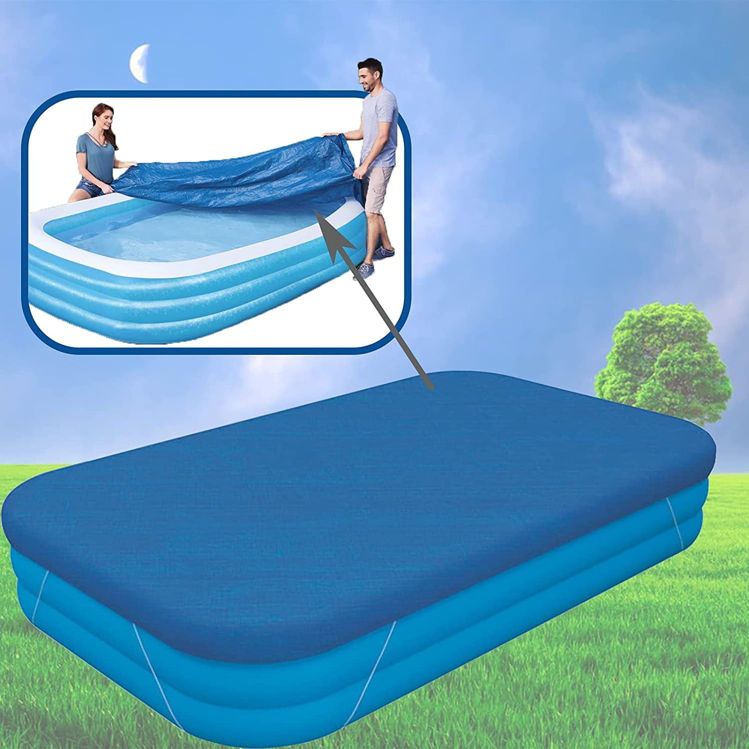 Cobertor Piscina Dust Cover Weather Cover Fast Set Solar Swimming Pool Cover Reusable Rainproof Durable Rectangle Polyester SPA Bath Hot Tub Fish Tank 