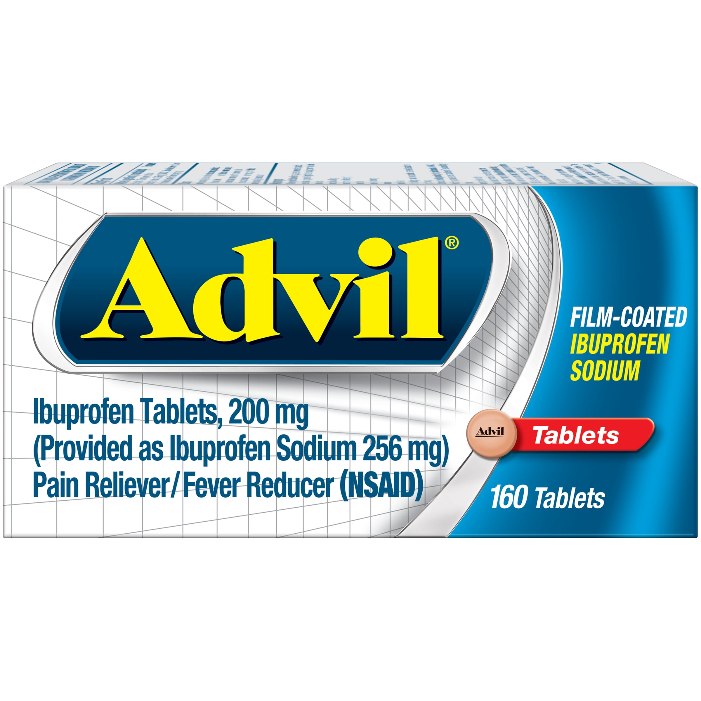 Advil FilmCoated (160 Count) Pain Reliever / Fever Reducer Tablet, 200mg Ibuprofen, Temporary