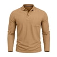 thumbnail image 3 of Fengqque Mens Casual Polo Shirt Summer Short Sleeve Vacation Button Beach Stretchy Golf Shirts Khaki XXXL, 3 of 7