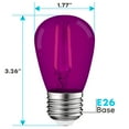 thumbnail image 7 of Luxrite 12-Pack S14 Edison LED Purple Light Bulbs 0.5W Colored LED Bulbs for Outdoor String Lights UL Listed E26 Base, 7 of 7