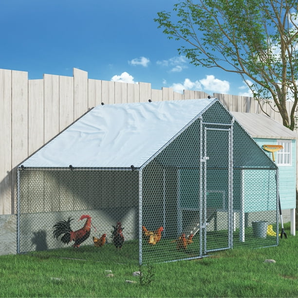 Large Metal Chicken Coop Run, Walkin Chicken Coop for 6 Chickens