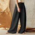 thumbnail image 4 of ShomPort Wide Leg Pants for Women Cotton Linen High Waist Dressy Palazzo Pants Summer Casual Long Pants with Pockets (X-Large, Black), 4 of 6