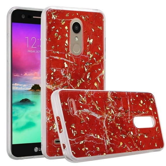 GSA Marble Glitter Case for LG Aristo 2, 3,3 , Fortune 2, Tribute Dynasty (Red)