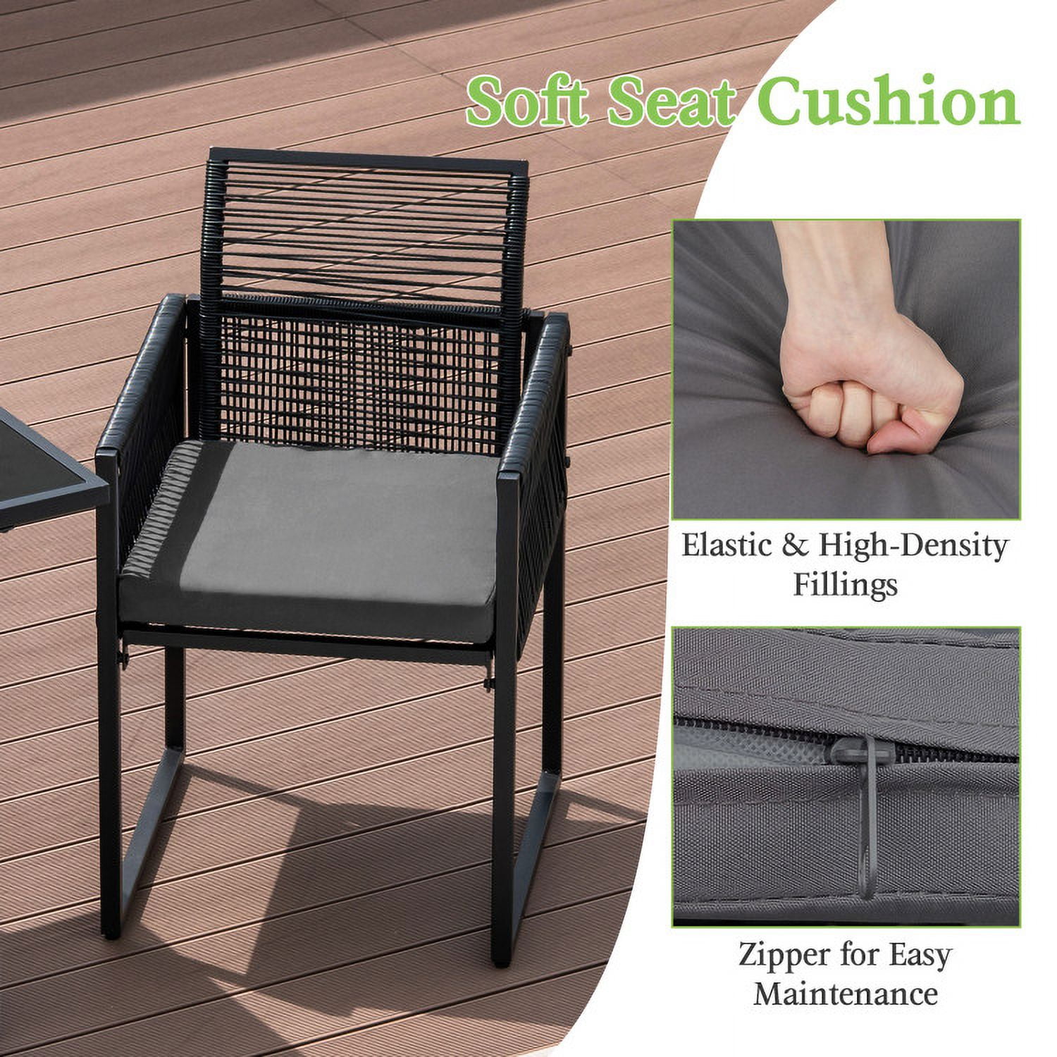 Aimee Lii 3 Pieces Outdoor Dining Set with Folding Backrest and Seat Cushions, Outdoor Patio Furniture, Black Aimee Lii 3 Pieces Outdoor Dining Set with Folding Backrest and Seat Cushions, Outdoor Patio Furniture, Black