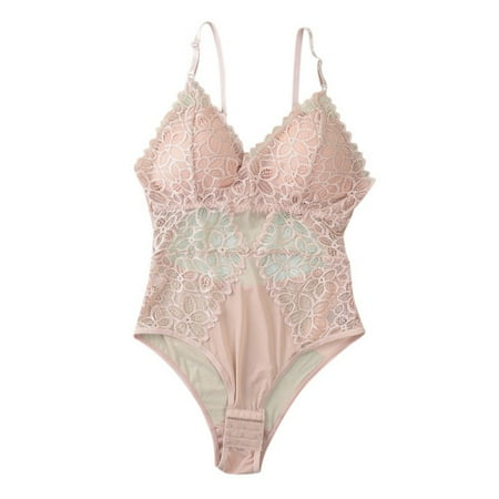 

Womens One Piece Lingerie Deep V Teddy Sexy Lace Bodysuit