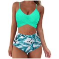 thumbnail image 1 of Womens Two Piece Swimsuits Push Up High Waisted Bathing Suit Tummy Control Spaghetti Strap Bikini Sets, 1 of 4