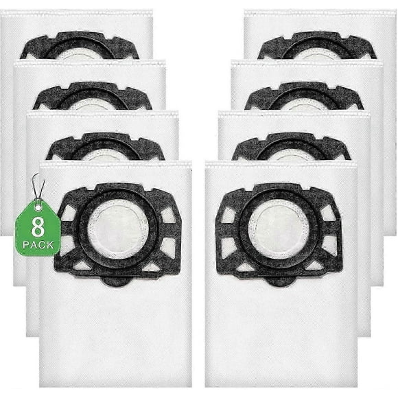 8 Pack KFI 357 Vacuum Cleaner Bags Compatible with Krcher WD 2 Plus, WD 3, WD 3 Battery, KWD 1, KWD 2, KWD 3, MV 3, WD 3.200