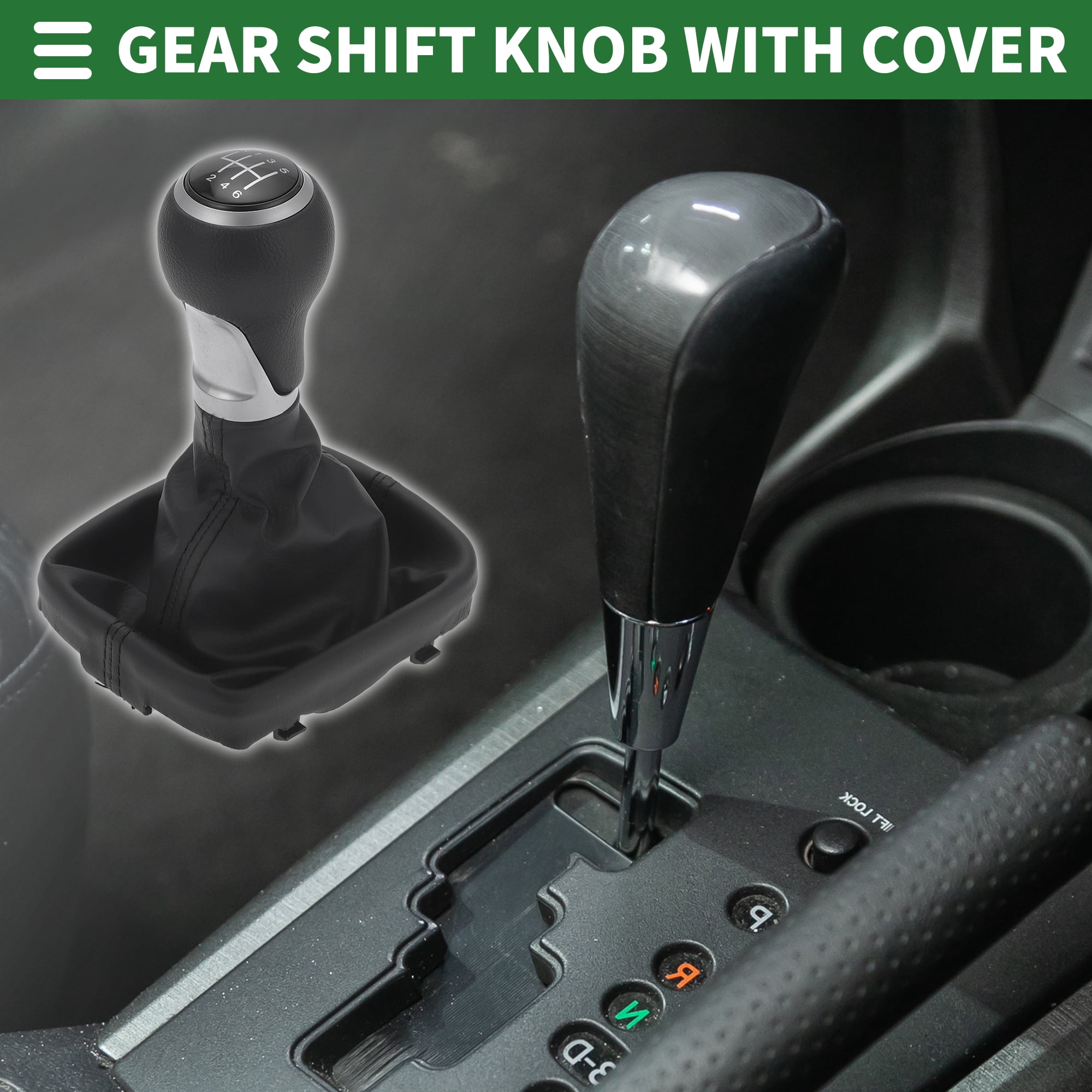 Unique Bargains Gear Shift Knob with Cover 6 Speed Manual Stick Shifter for Audi A3 03-13 Faux Leather Matte Red Black