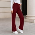 thumbnail image 4 of Yerovir Womens Fleece Lined Pants Thermal Straight Leg Yoga Pant High Waisted Stretchy Lounge Trousers for Work or Casual(Red,Small), 4 of 9