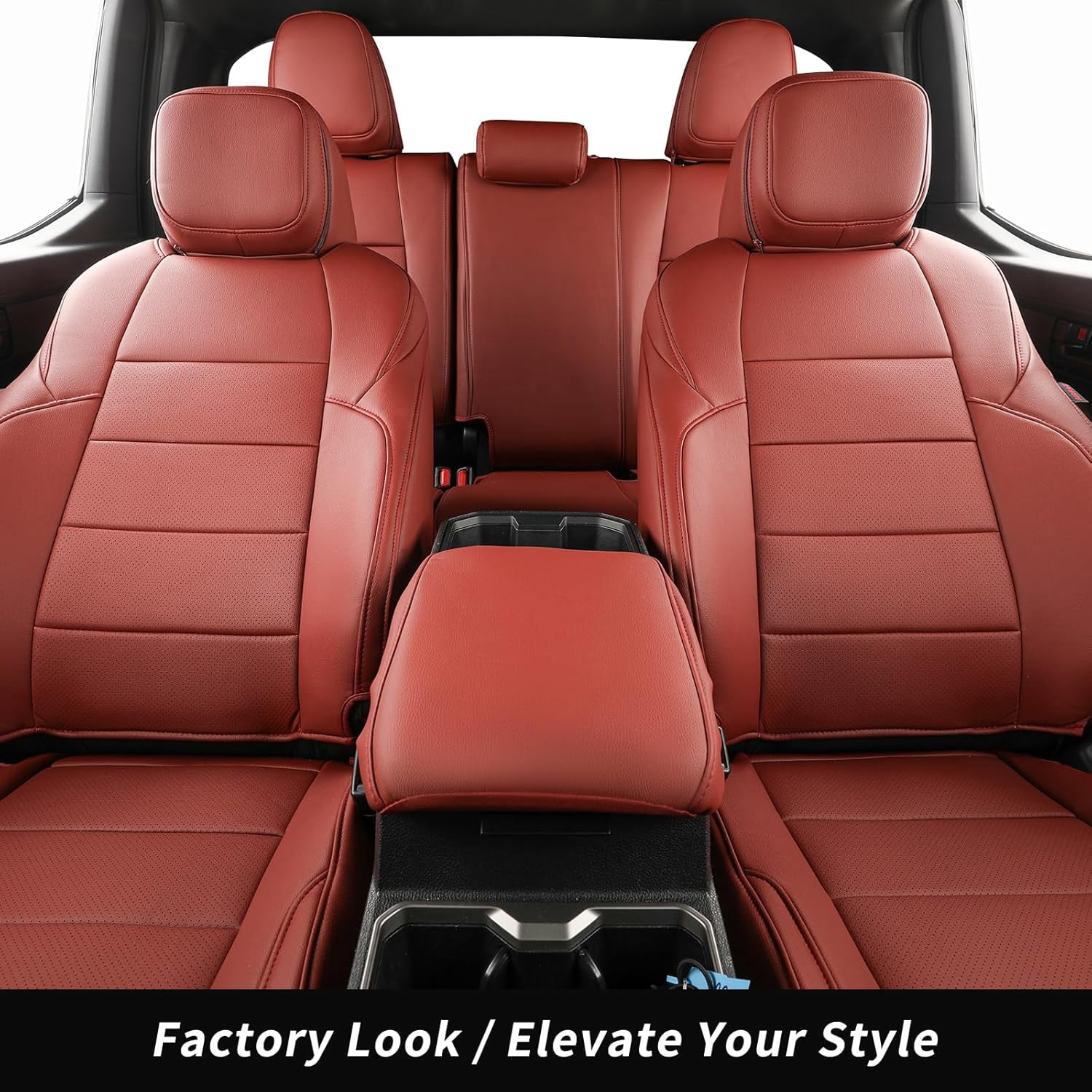 coverdream Tacoma Seat Covers Full Set for 2024-2026Toyota Tacoma Double/Crew Cab SR,SR5,TRD Pro/Sport - Waterproof Leather Auto Seat Covers(Wine Red)